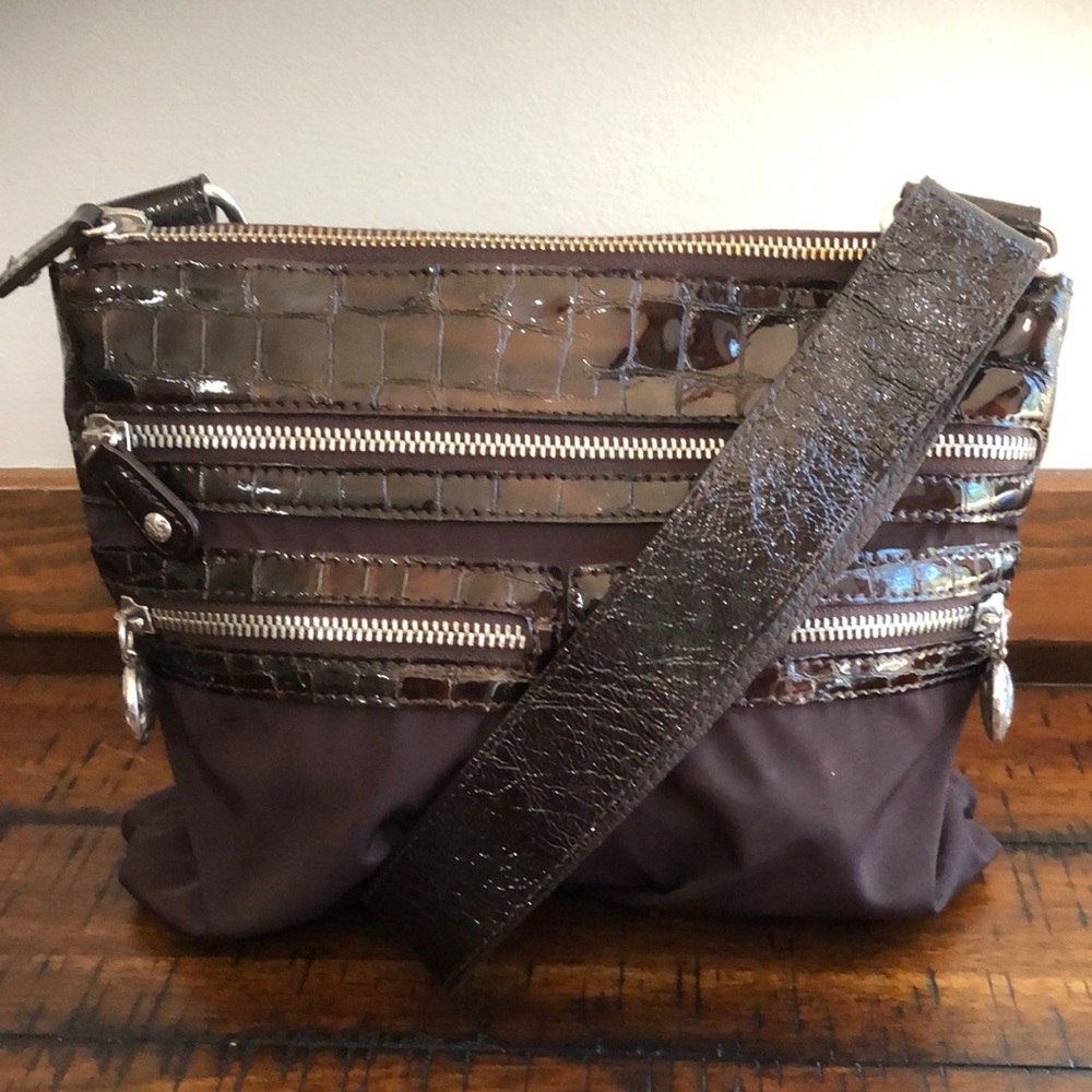 Brighton Brown Croc Embossed Crossbody Bag